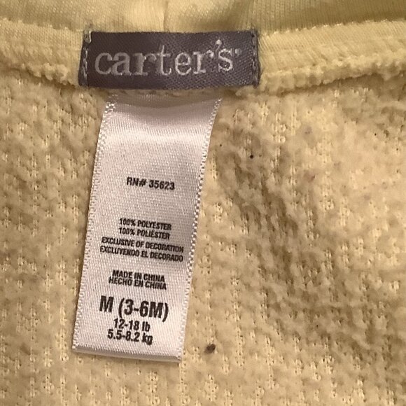 Carters Baby Hooded Yellow Fleece Footless Romper 3-6M With Embroidered Duck - Picture 5 of 14